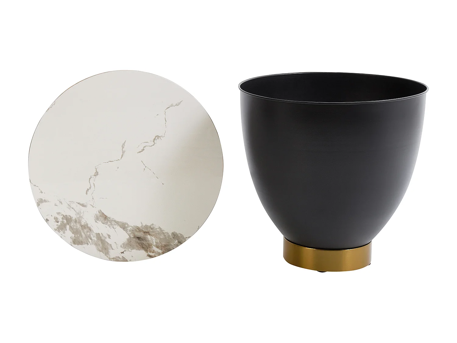 Table d'appoint NADINE Céramique Noir avec rangement