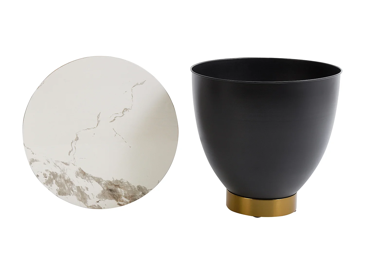 Beistelltisch NADINE Keramik Schwarz mit Stauraum