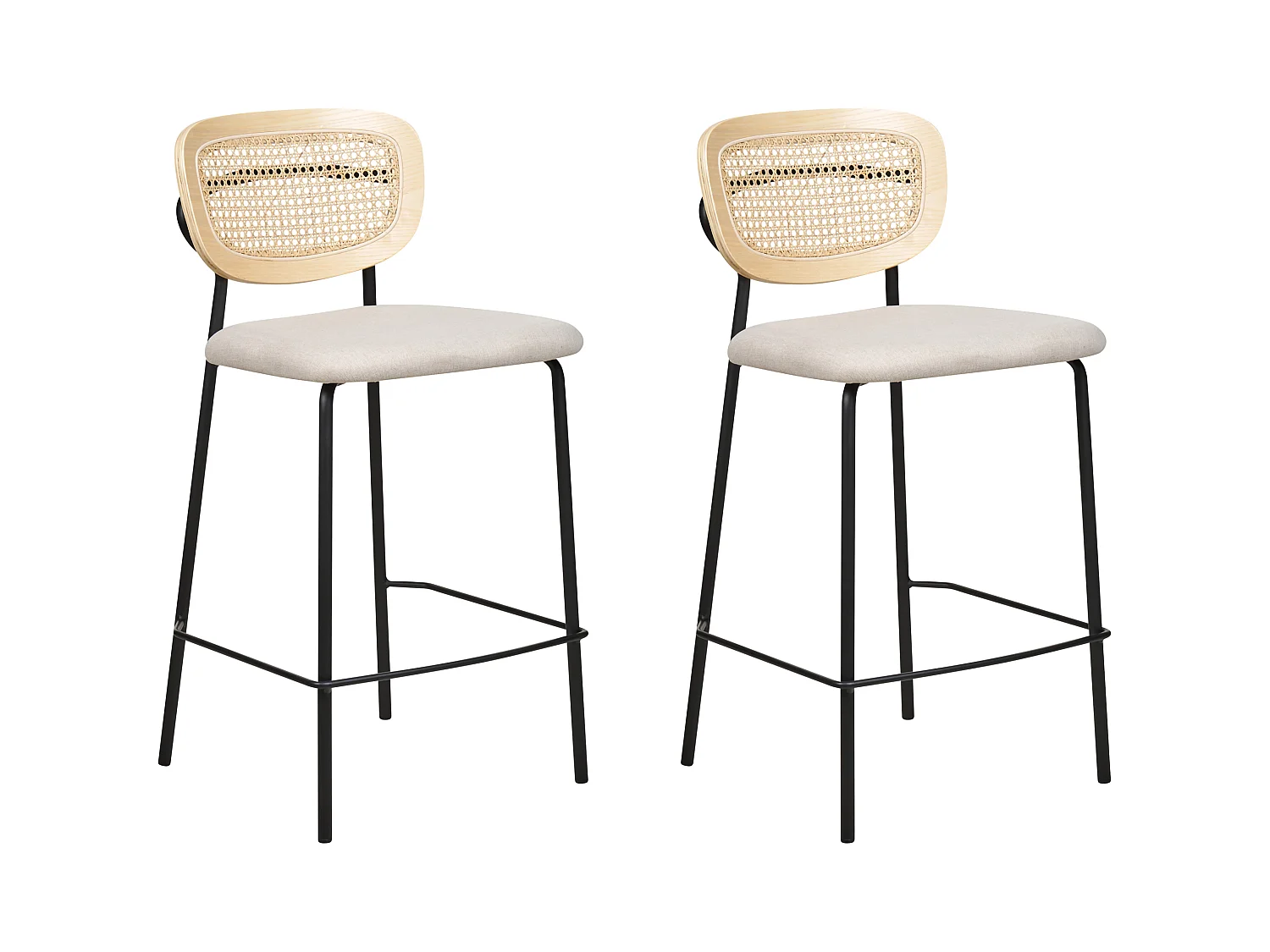 Lot de 2 chaises de bar MAYETTA Rotin Beige clair
