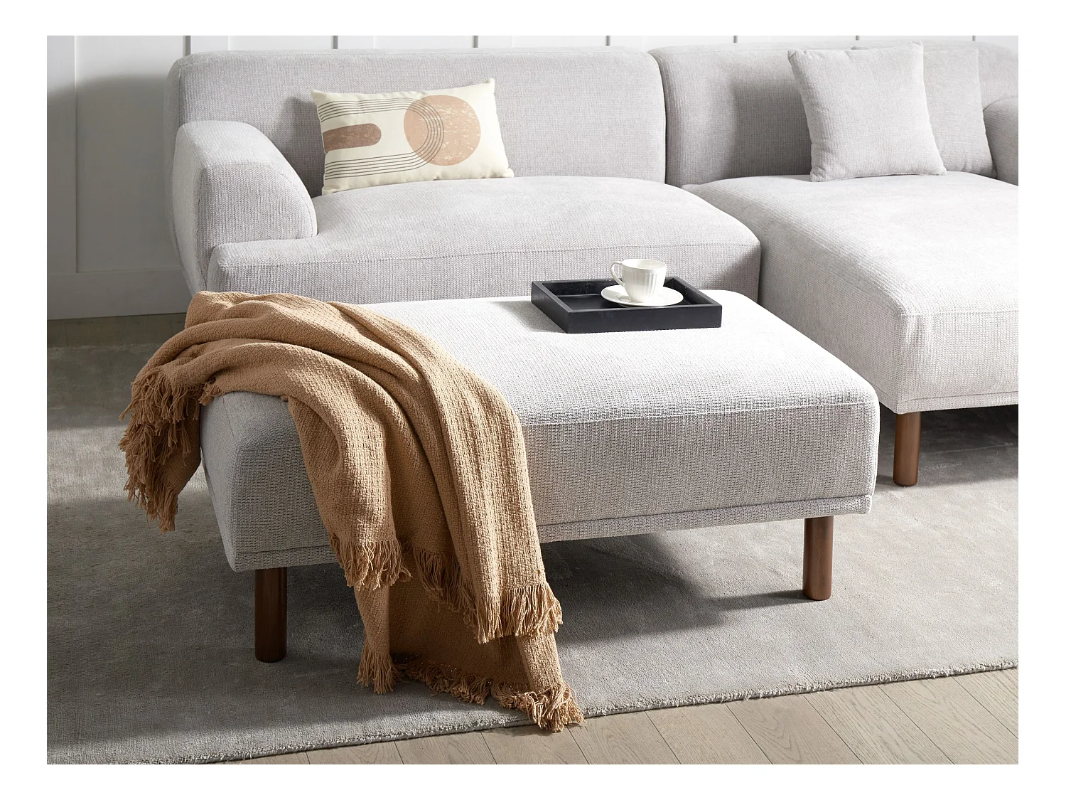 Ottoman HOLT Tissu Gris clair