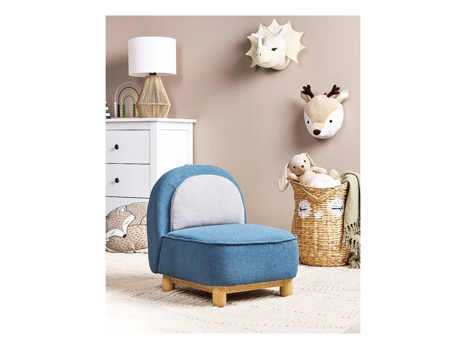 Fauteuil pour enfants Dinosaure FABORG Tissu Bleu