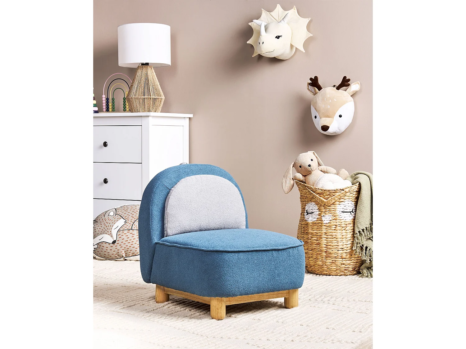 Fauteuil pour enfants Dinosaure FABORG Tissu Bleu