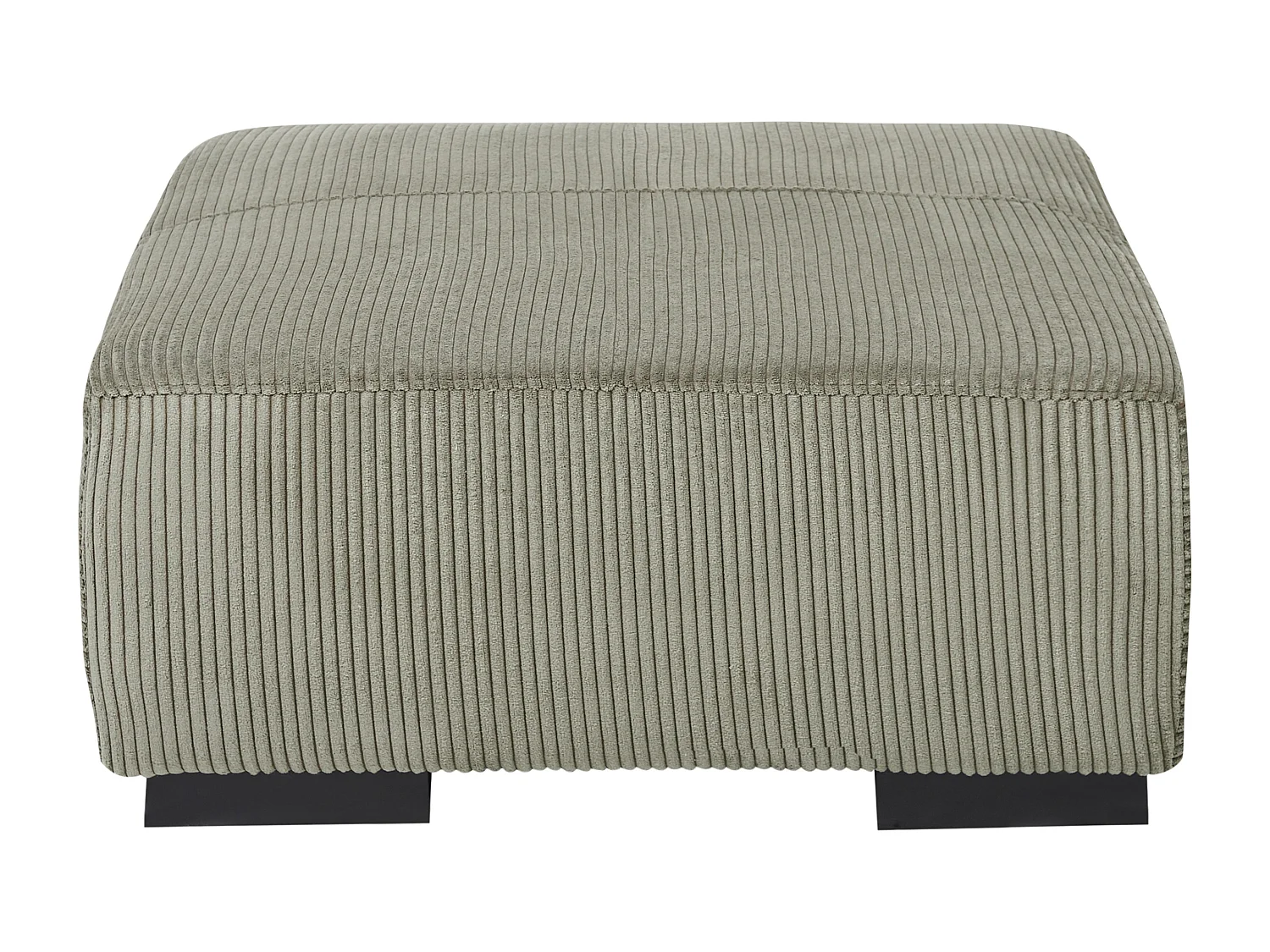 Ottomane Stoffbezug Cord grün mit schwarzen Holzbeinen quadratisch 80x80 Lungo