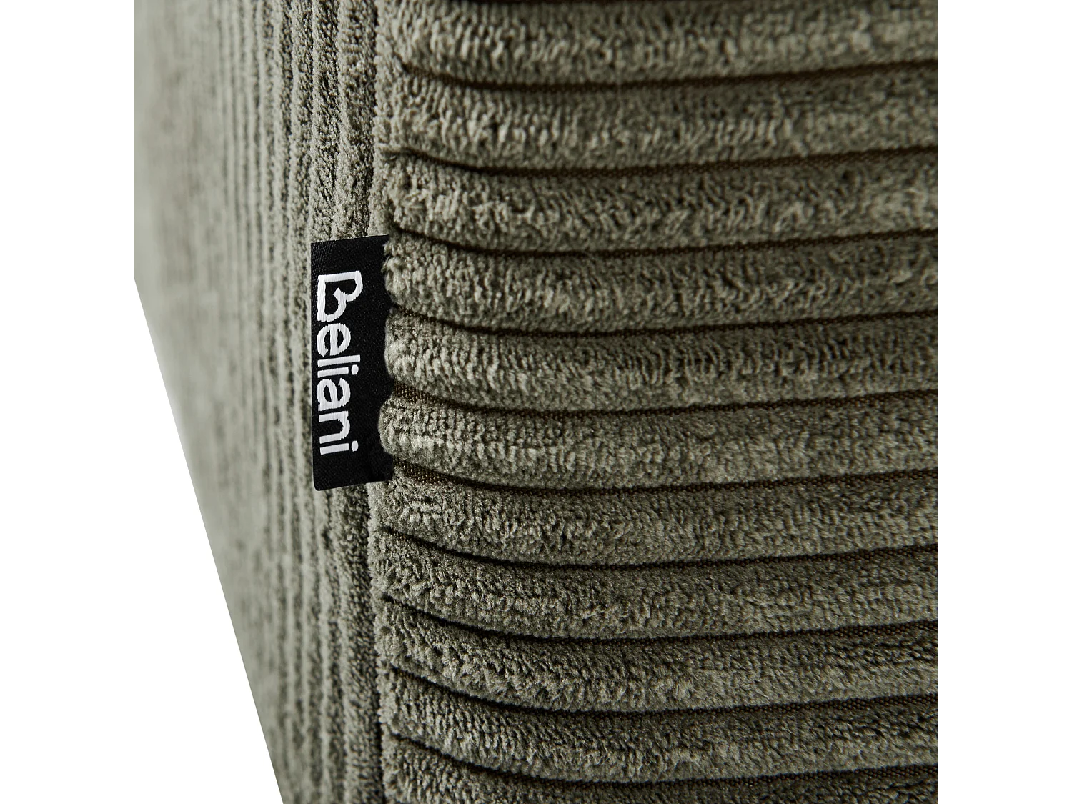 Ottomane Stoffbezug Cord grün mit schwarzen Holzbeinen quadratisch 80x80 Lungo