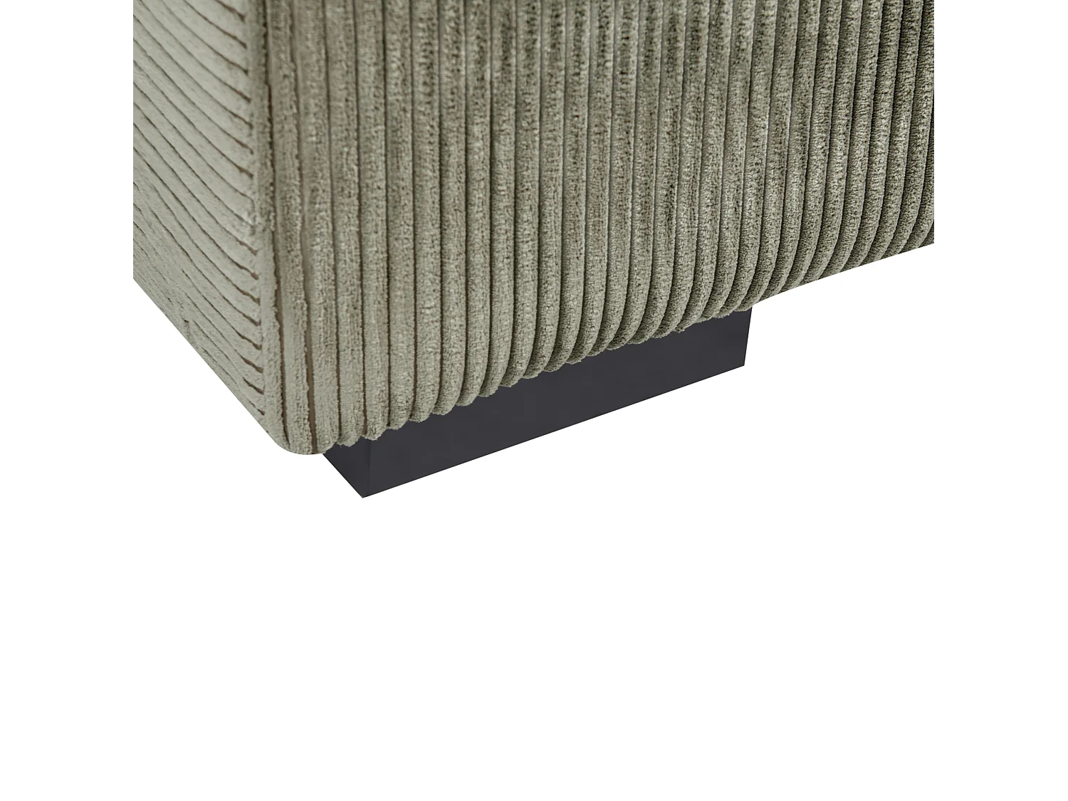 Ottomane Stoffbezug Cord grün mit schwarzen Holzbeinen quadratisch 80x80 Lungo