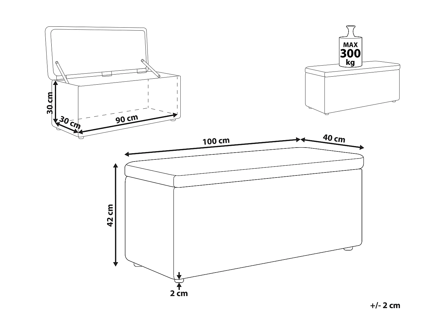 Repousa-pés com arrumação OREM Tecido Branco creme
