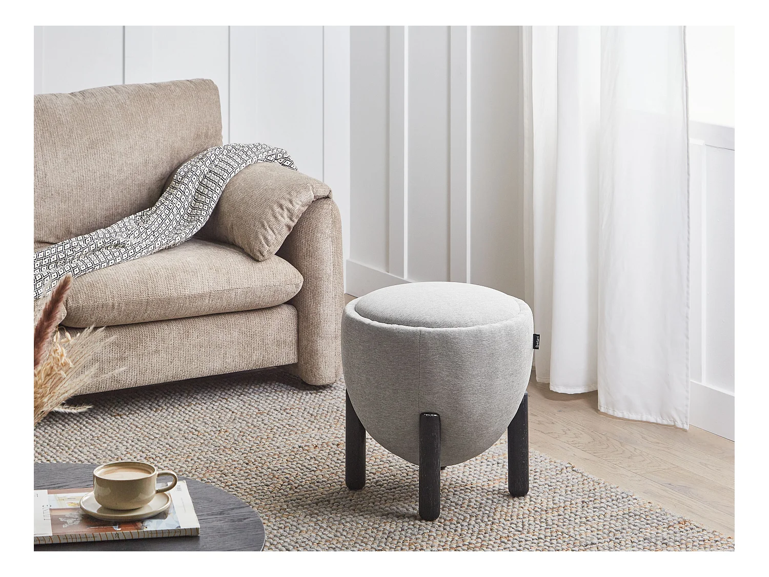 Pouf ARCHIE Lin synthétique Gris