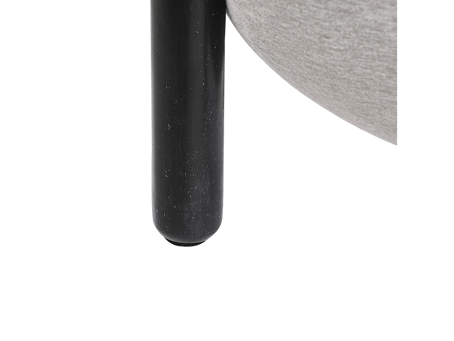 Pouf Kunstleinen Stoffbezug grau gepolstert rund mit Holzbeinen Archie