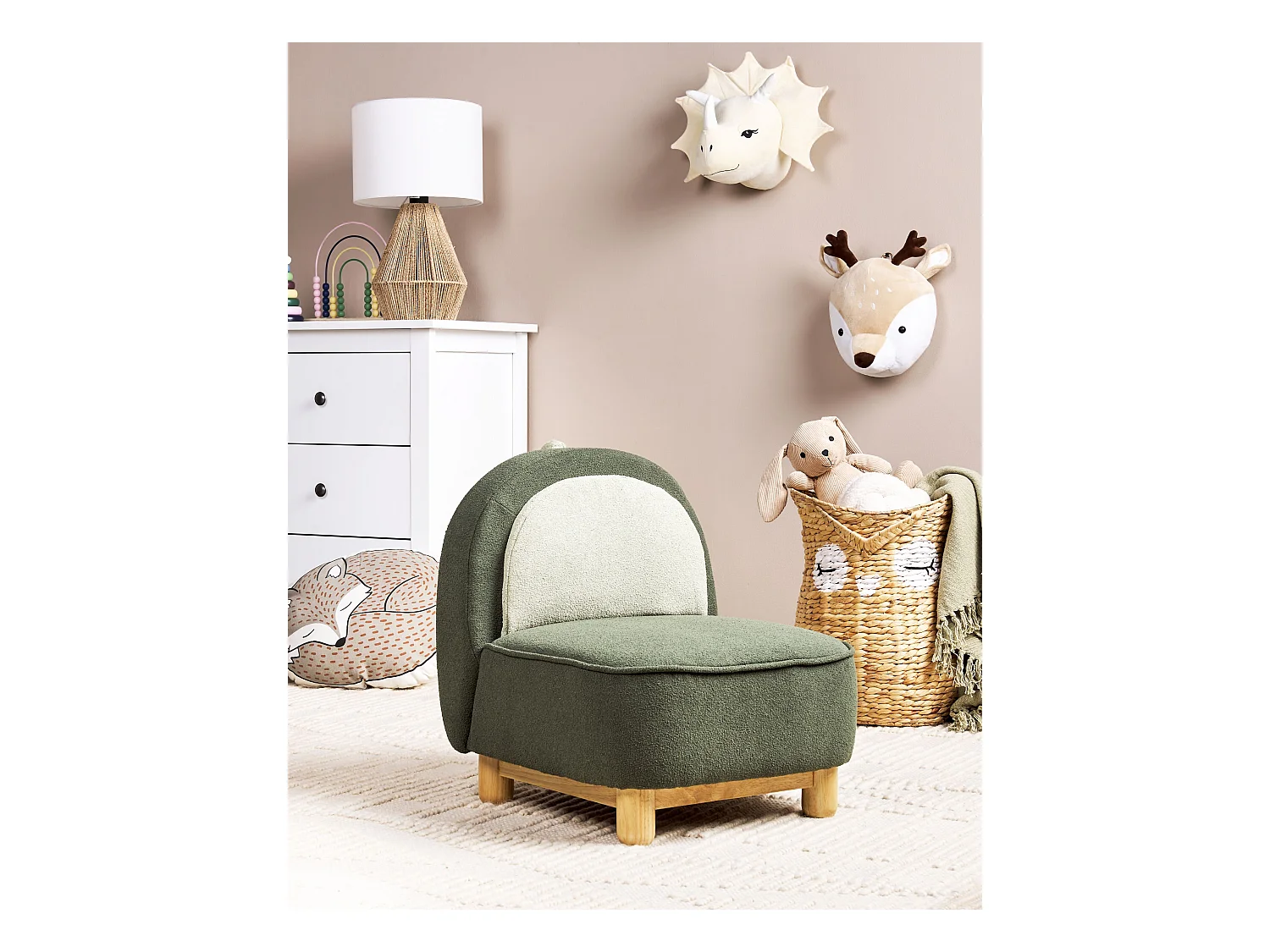 Fauteuil pour enfants Dinosaure FABORG Tissu Vert foncé