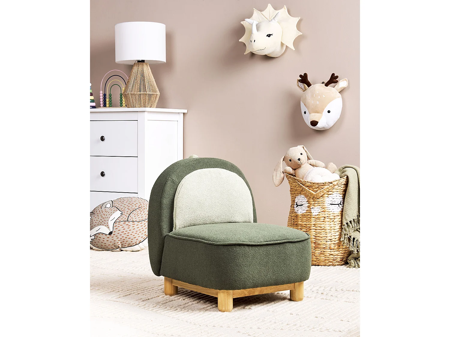 Fauteuil pour enfants Dinosaure FABORG Tissu Vert foncé
