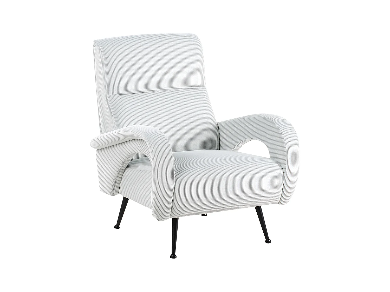 Sessel aus Cord mintgrün mit schwarzen Beinen Retro Stil Svalov