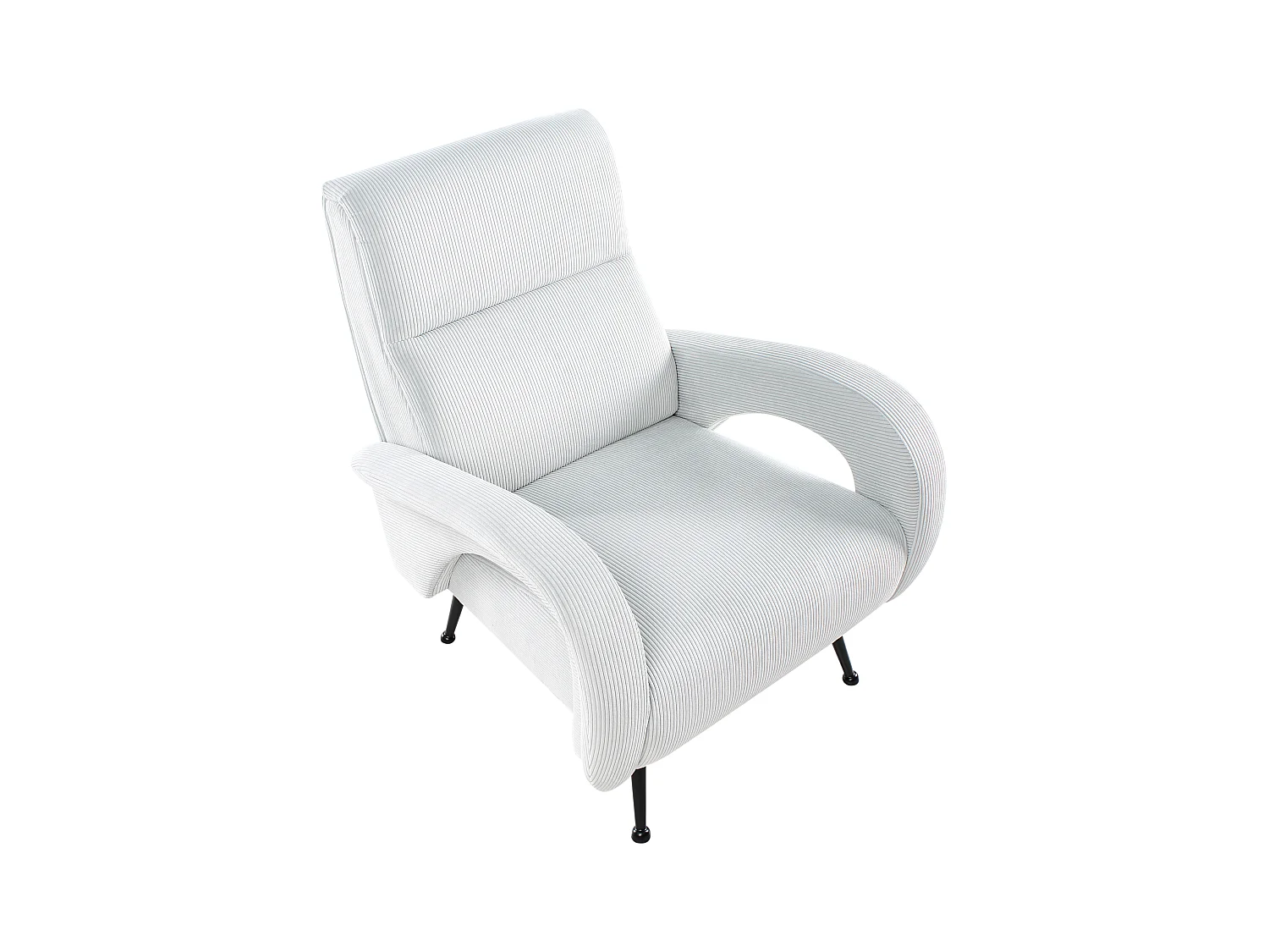 Sessel aus Cord mintgrün mit schwarzen Beinen Retro Stil Svalov