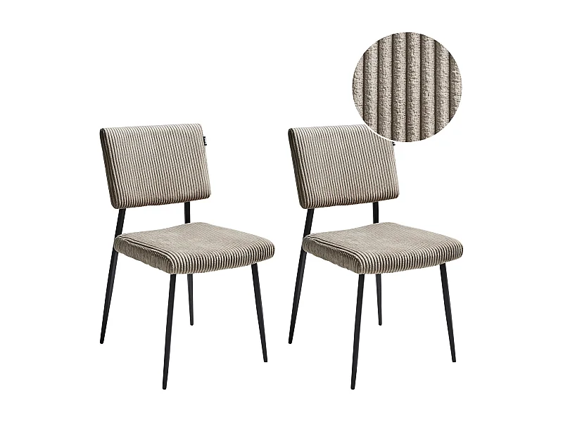 Lot de 2 chaises de salle à manger STURGIS Velours côtelé Taupe