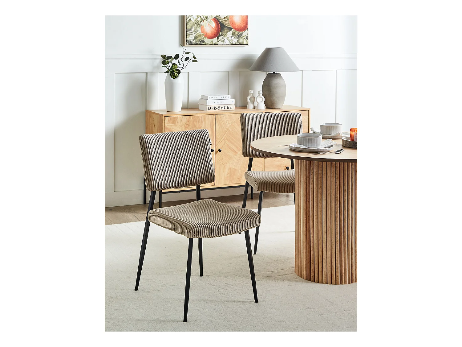 Esszimmerstuhl 2er Set STURGIS Cord Taupe