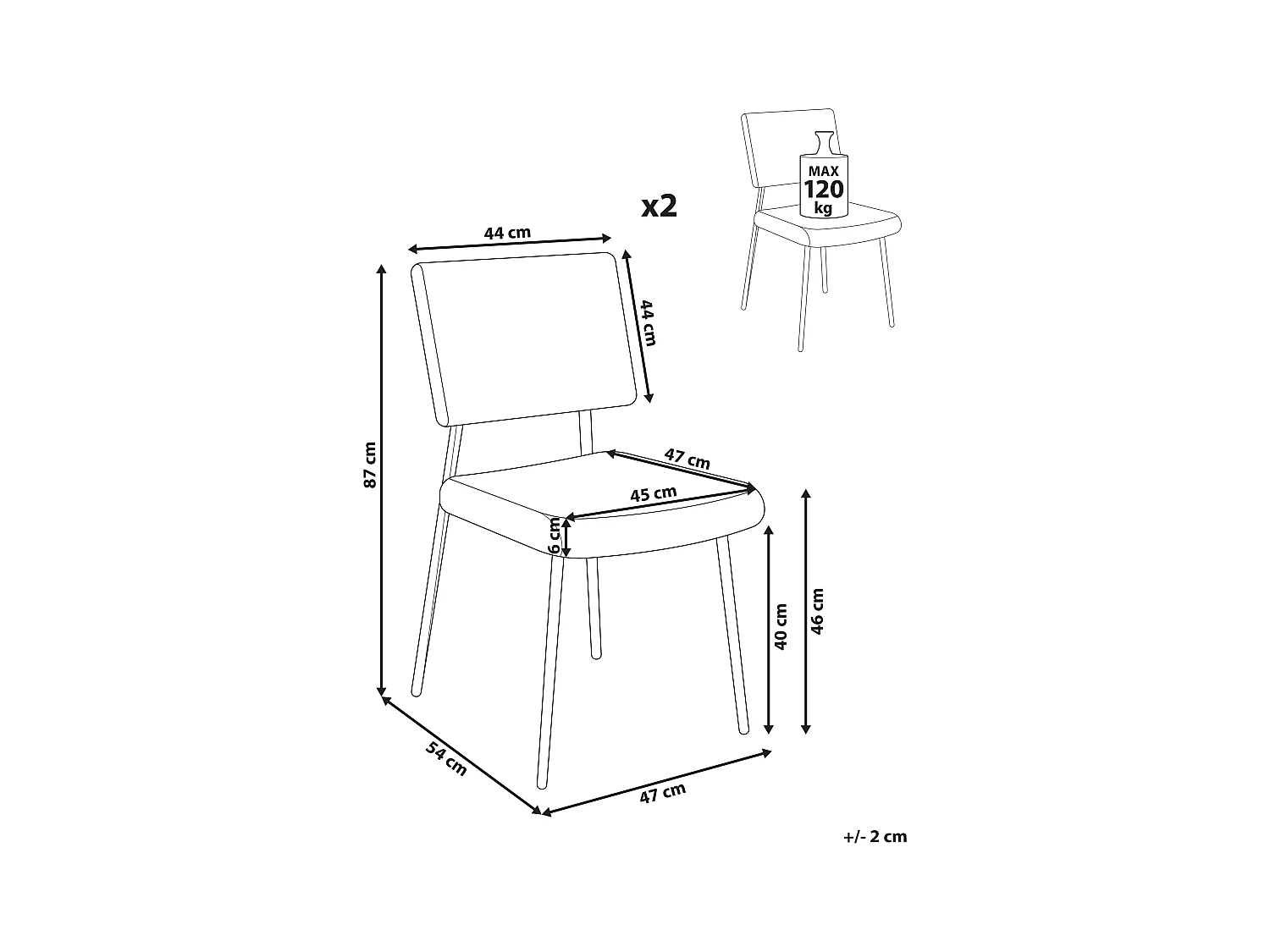 Lot de 2 chaises de salle à manger STURGIS Velours côtelé Taupe