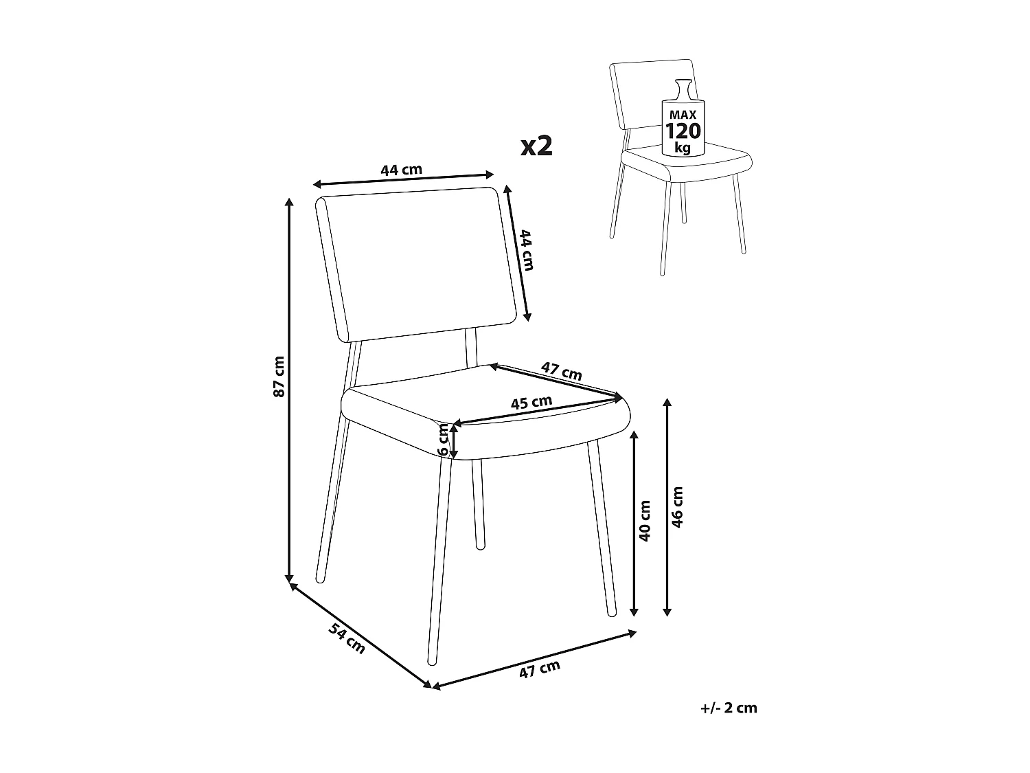Lot de 2 chaises de salle à manger STURGIS Velours côtelé Taupe