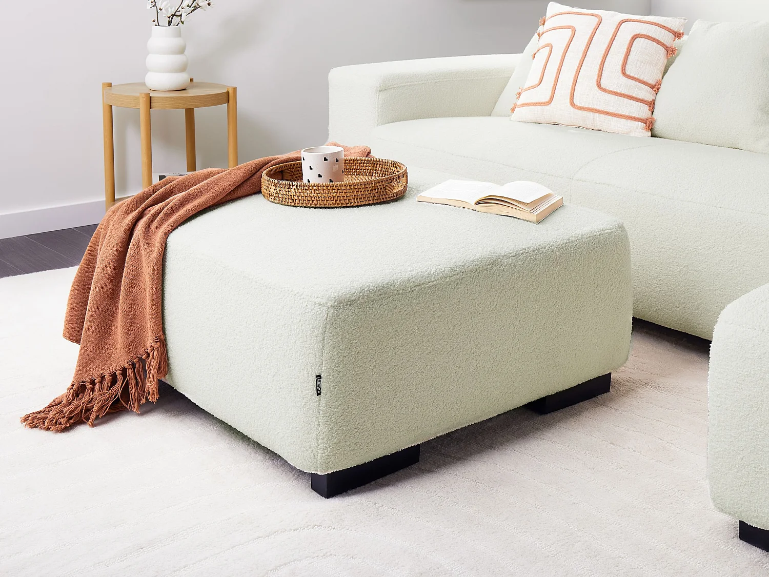 Ottoman LUNGO Bouclé Blanc