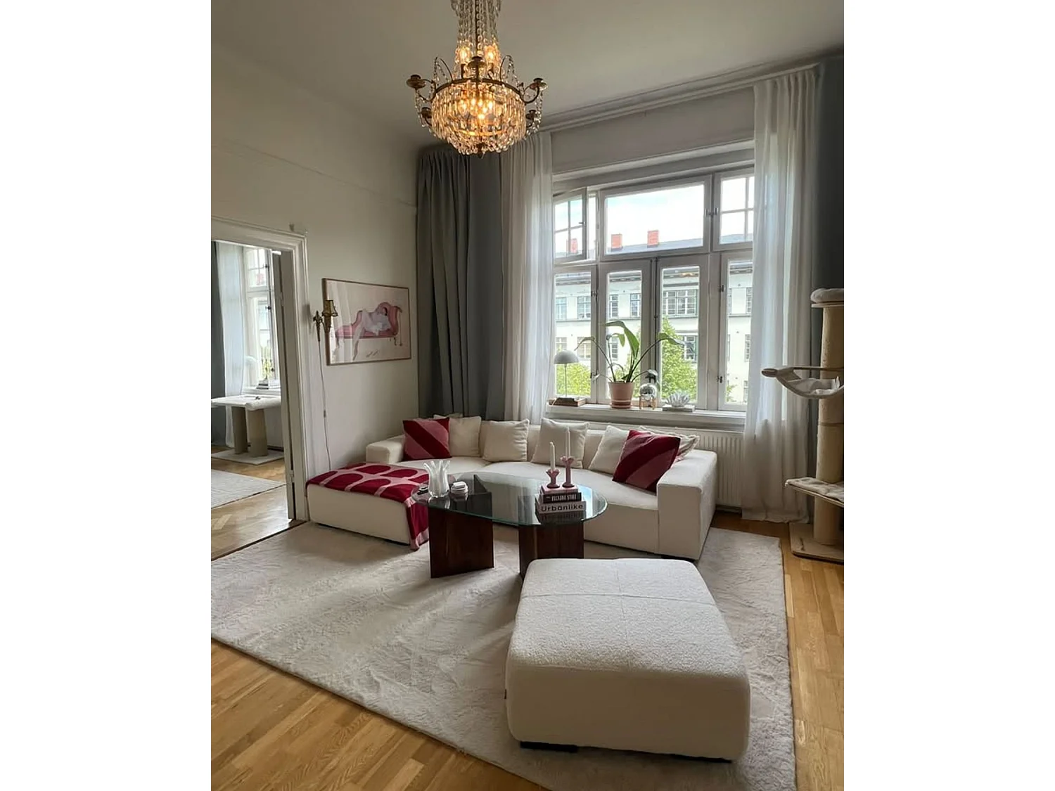 Ottoman LUNGO Bouclé Blanc