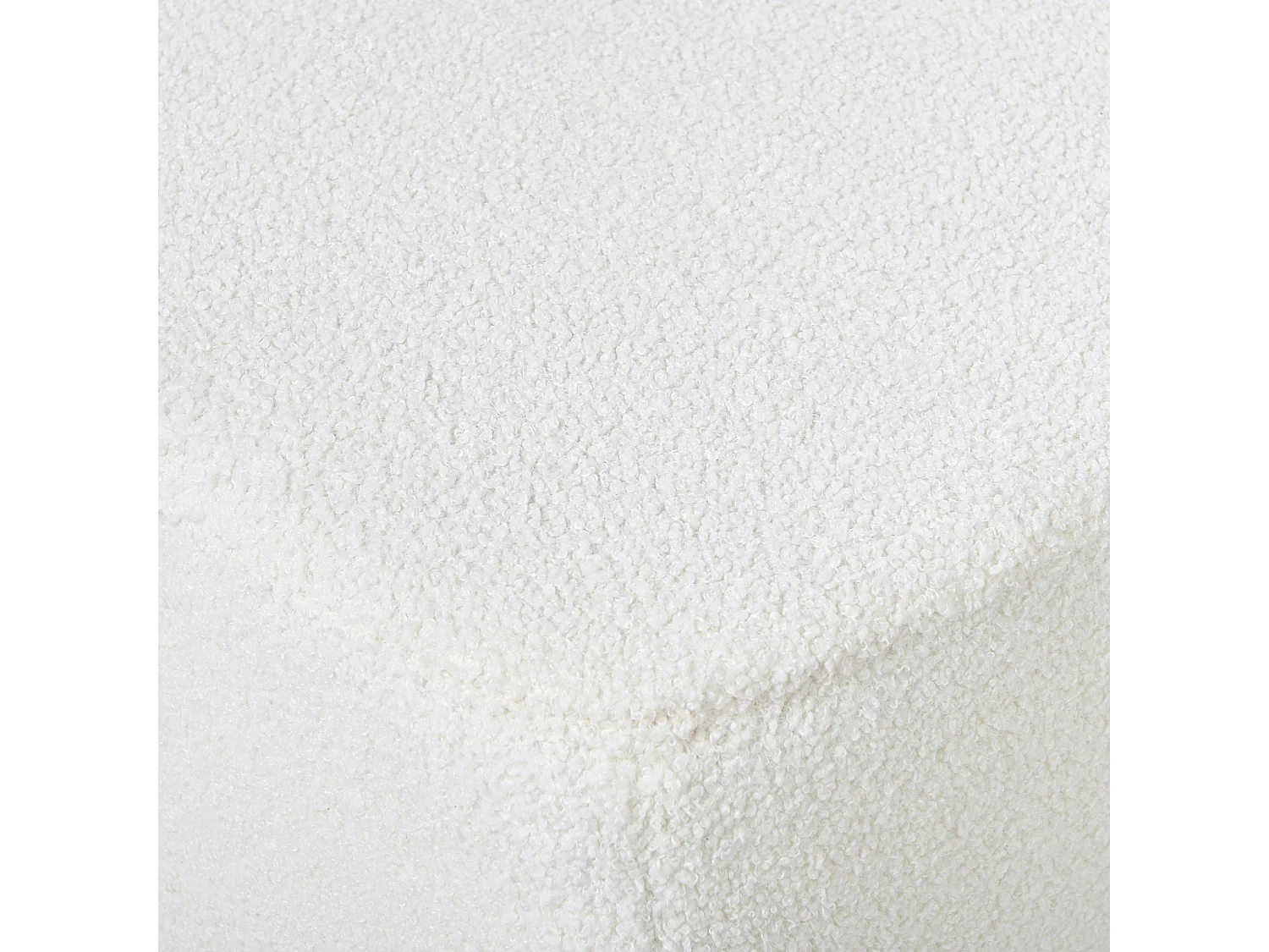 Ottomane Stoffbezug Bouclé weiß mit schwarzen Holzbeinen quadratisch 80x80 Lungo