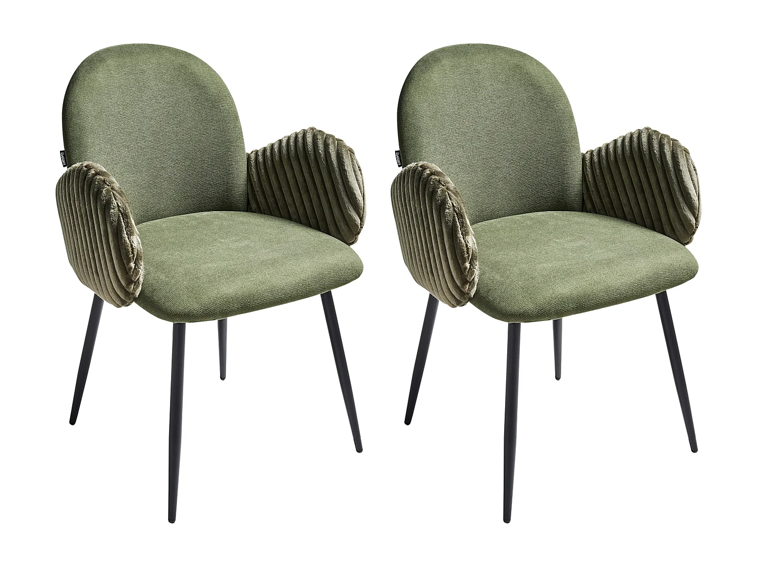 Lot de 2 chaises de salle à manger AMITY Tissu Vert