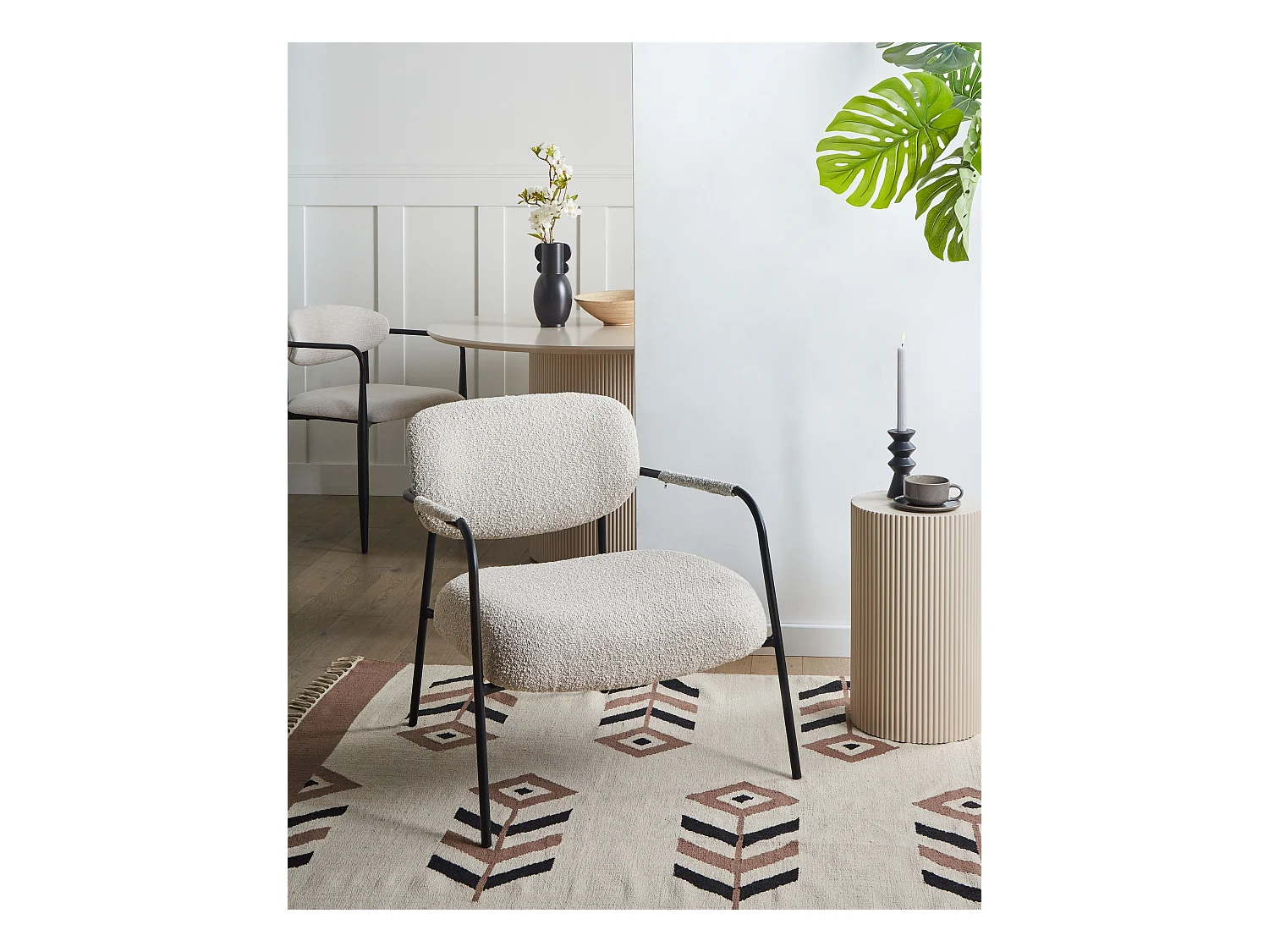 Sessel Stoff hell beige mit Metallgestell Loungesessel modernes Design Ausvika