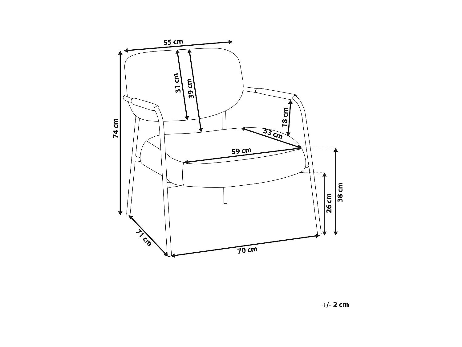 Sessel Stoff hell beige mit Metallgestell Loungesessel modernes Design Ausvika