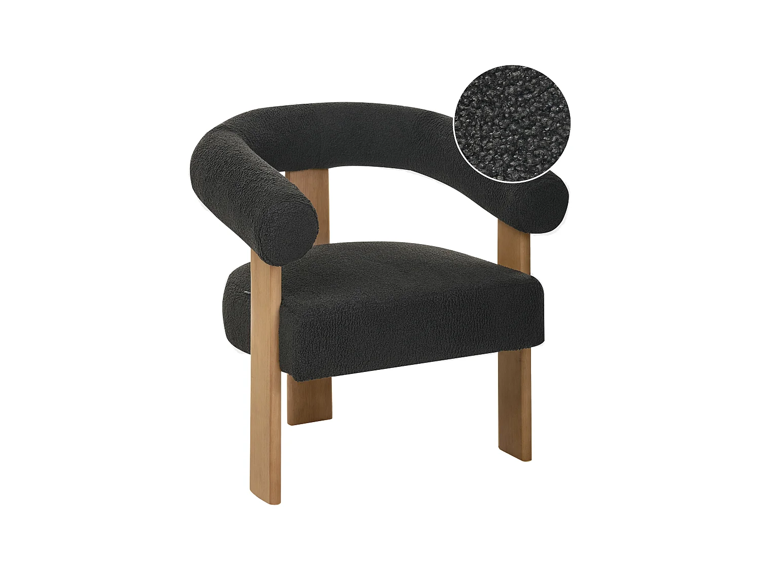 Sessel ILBRO Bouclé Schwarz / Dunkelbraun