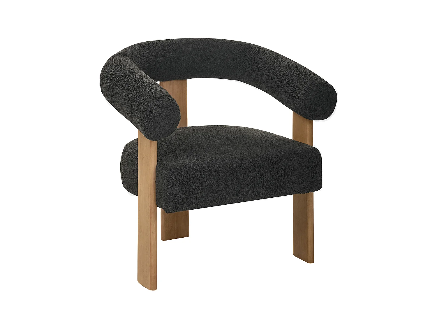 Sessel ILBRO Bouclé Schwarz / Dunkelbraun