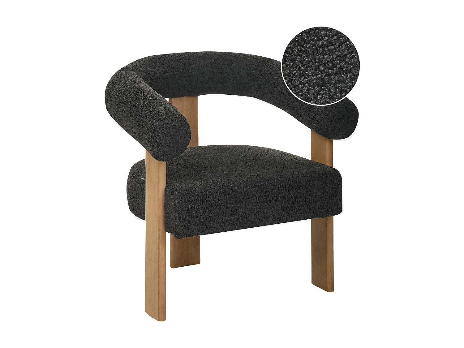 Fauteuil ILBRO Bouclé Noir/ Marron foncé