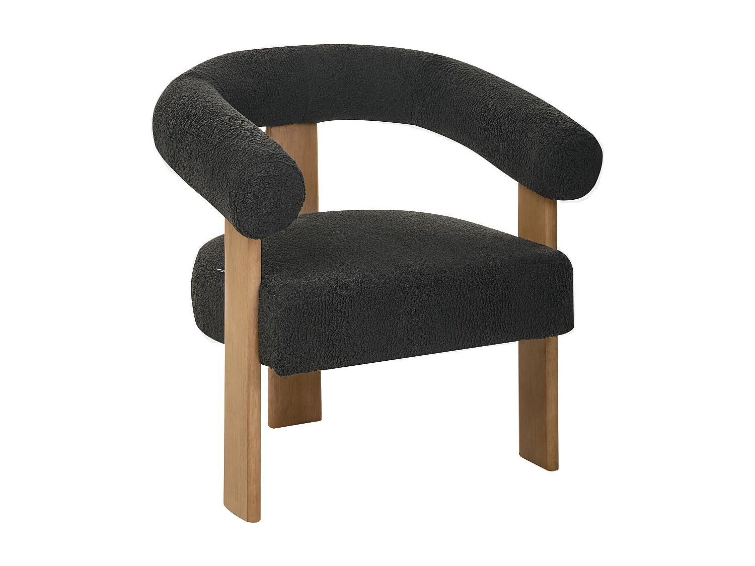 Fauteuil ILBRO Bouclé Noir/ Marron foncé