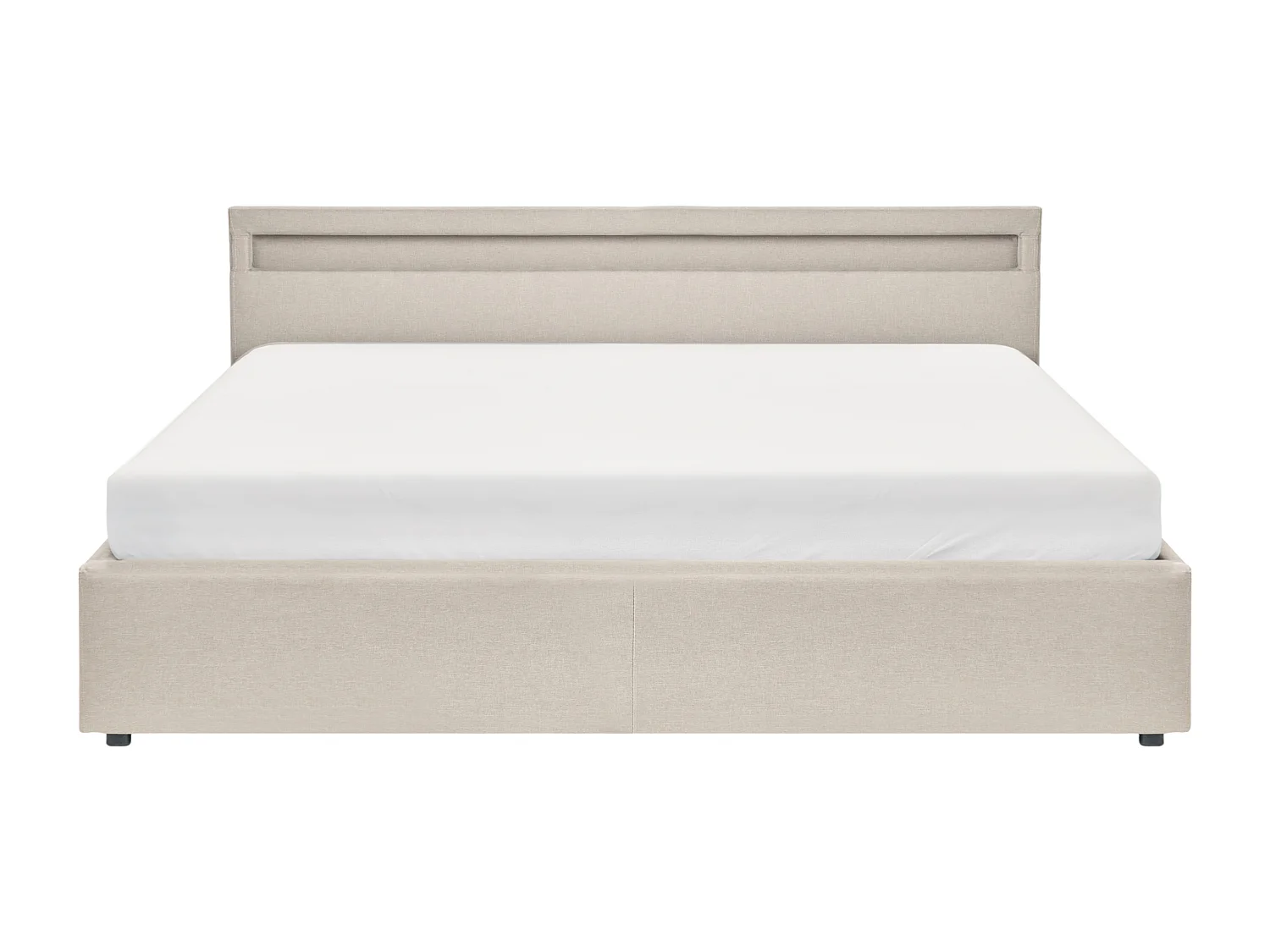 Ottoman Bed with LED ARMELLE Fabric Beige 180 x 200 cm (EU Super King)