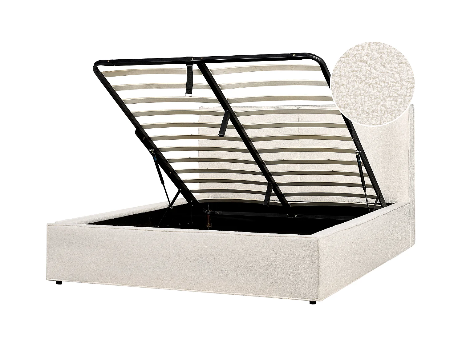 Lit ottoman Bouclé MOISSAC 160 x 200 cm Blanc cassé