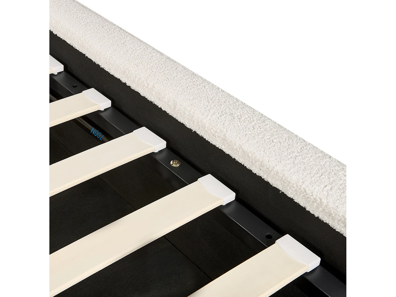 Lit ottoman Bouclé MOISSAC 160 x 200 cm Blanc cassé