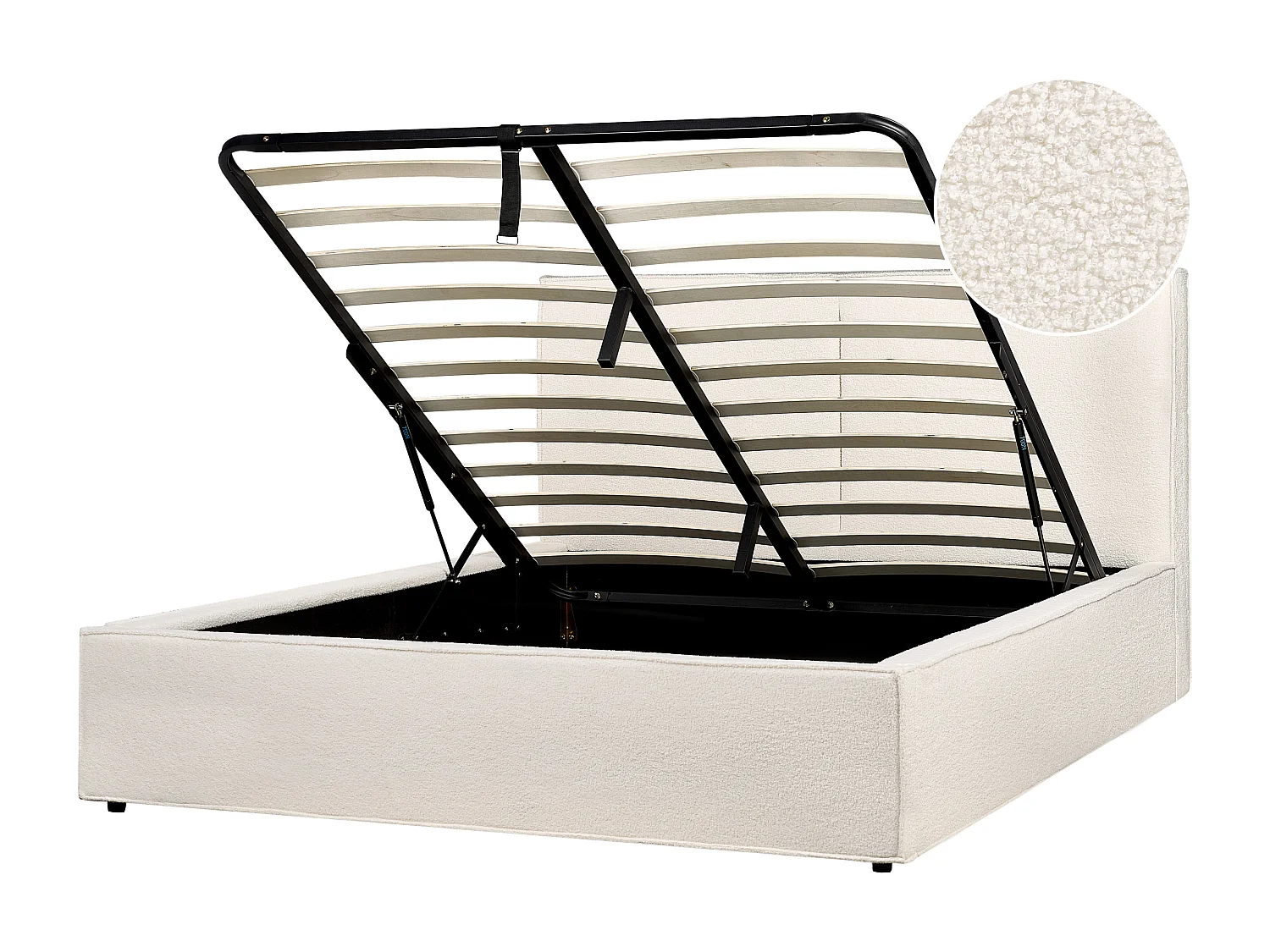 Lit ottoman Bouclé MOISSAC 160 x 200 cm Blanc cassé