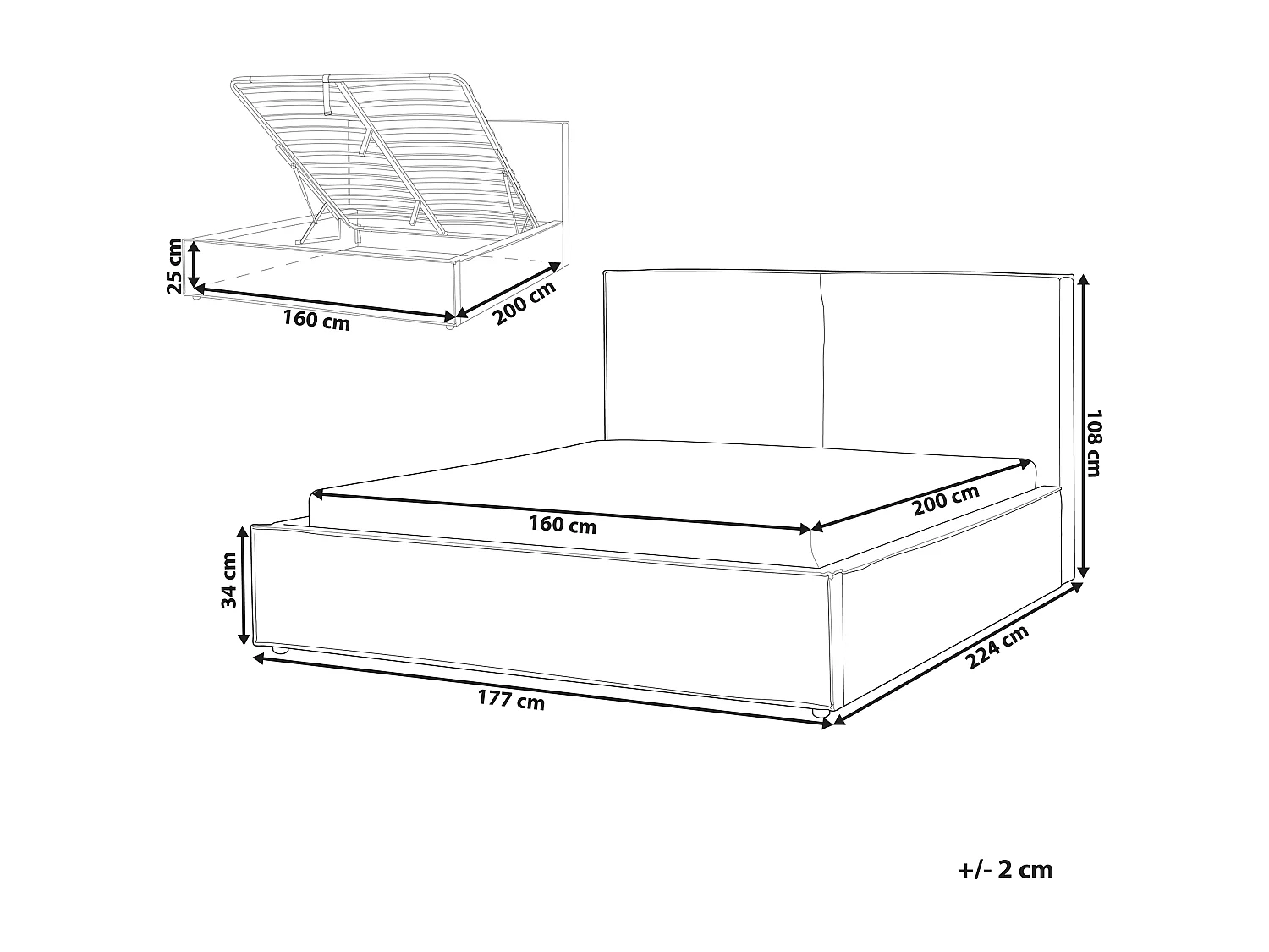 Bed met opbergruimte Bouclé MOISSAC 160 x 200 cm Gebroken wit