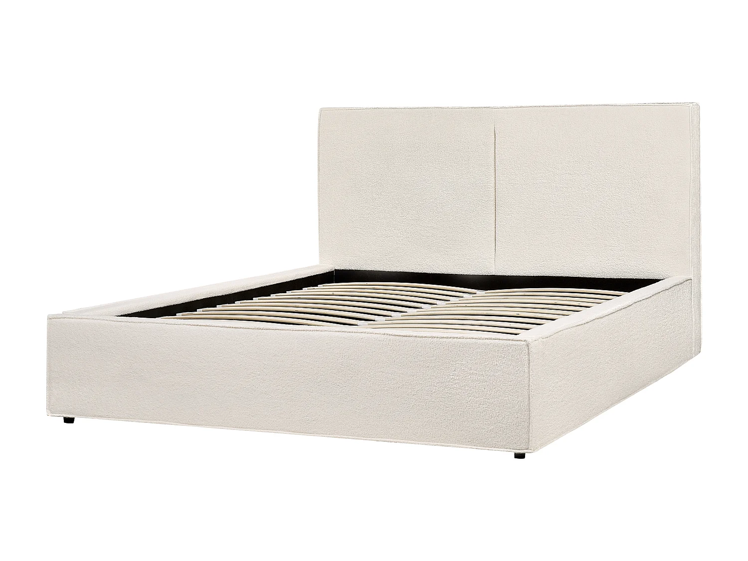 Bed met opbergruimte Bouclé MOISSAC 160 x 200 cm Gebroken wit
