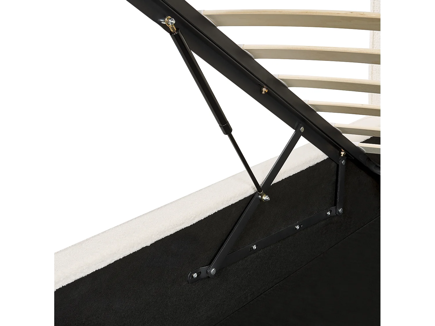 Bed met opbergruimte Bouclé MOISSAC 160 x 200 cm Gebroken wit