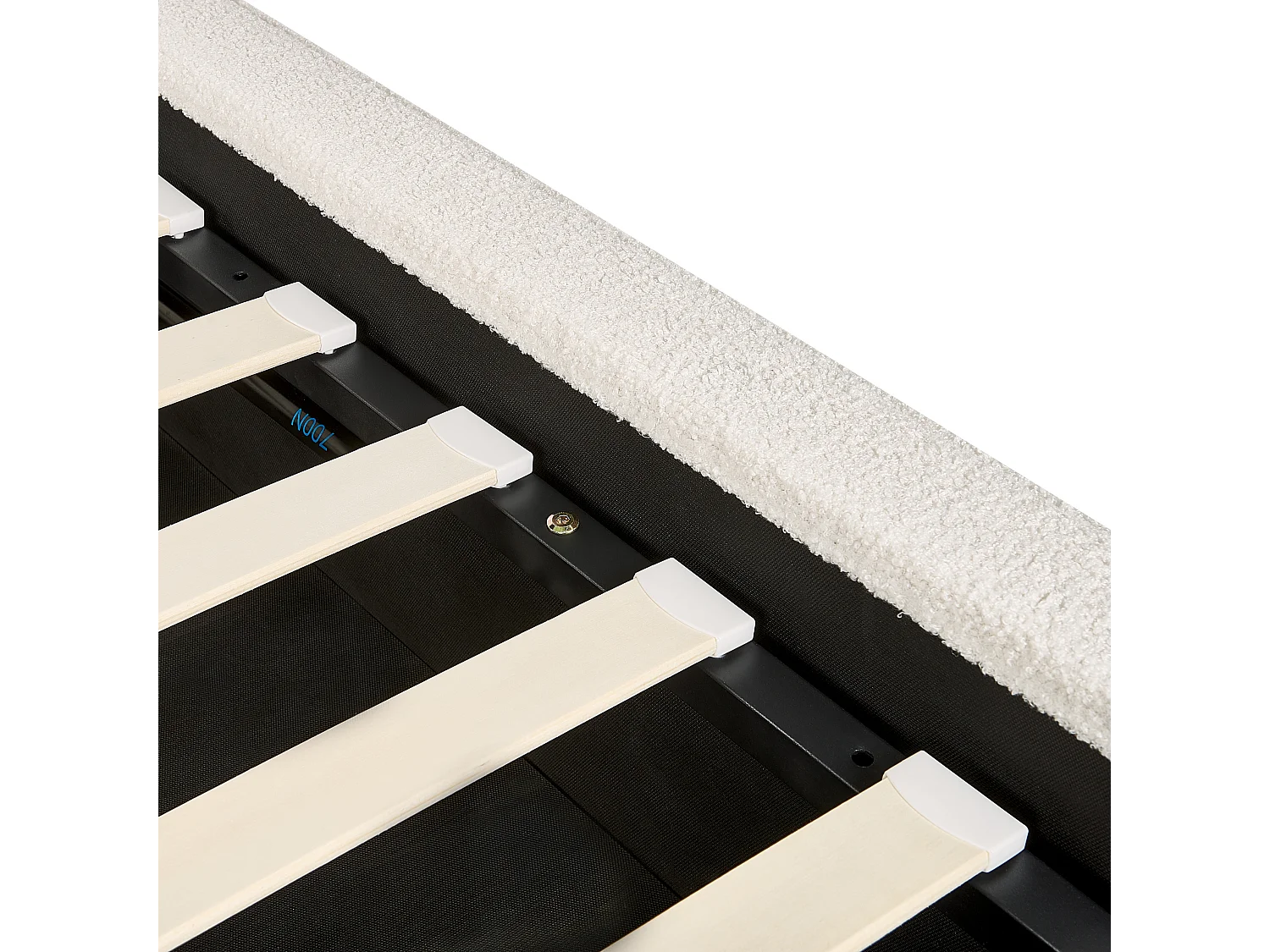 Bed met opbergruimte Bouclé MOISSAC 160 x 200 cm Gebroken wit