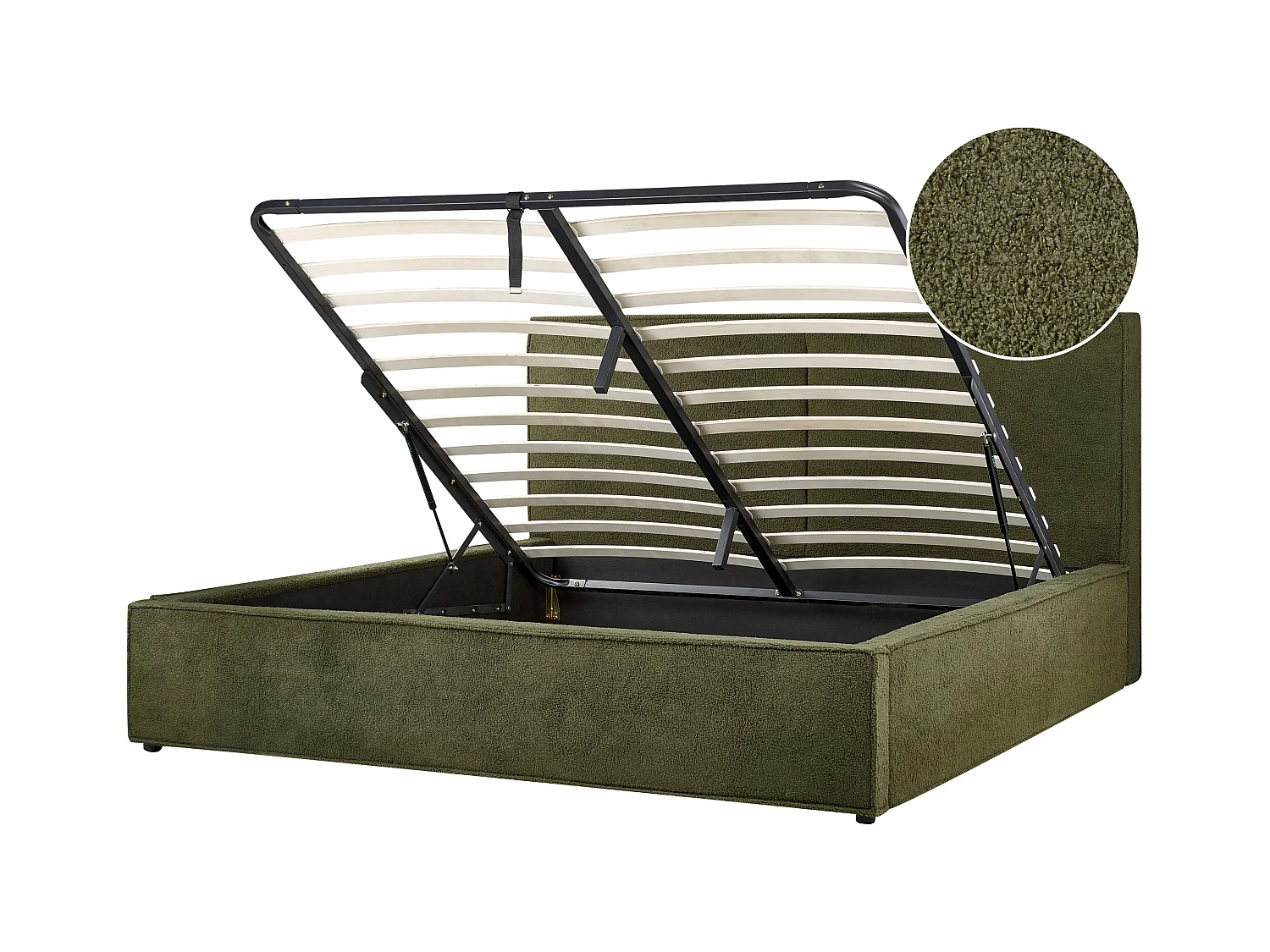 Lit ottoman Bouclé MOISSAC 180 x 200 cm Vert foncé