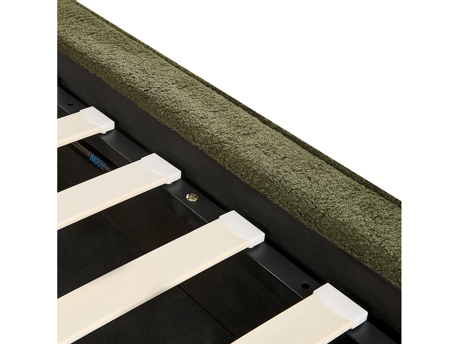 Polsterbett Bouclé dunkelgrün Kopfteil Lattenrost 180x200 cm Bettkasten Moissac