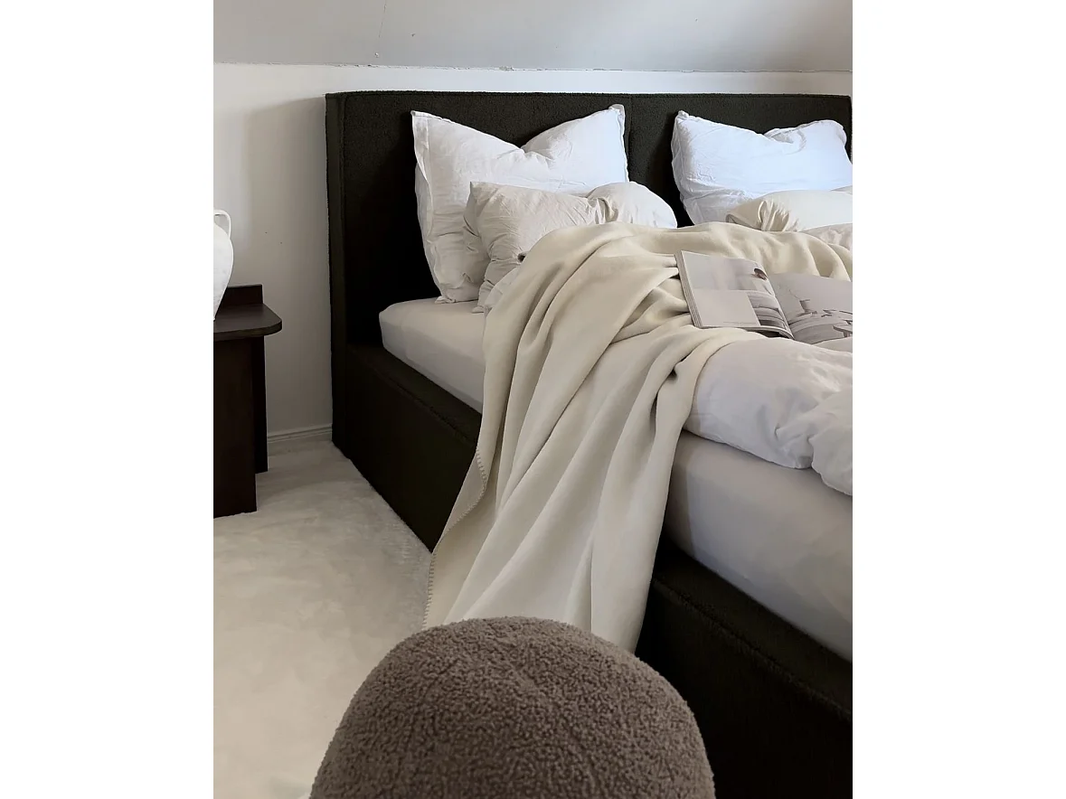 Lit ottoman Bouclé MOISSAC 180 x 200 cm Vert foncé