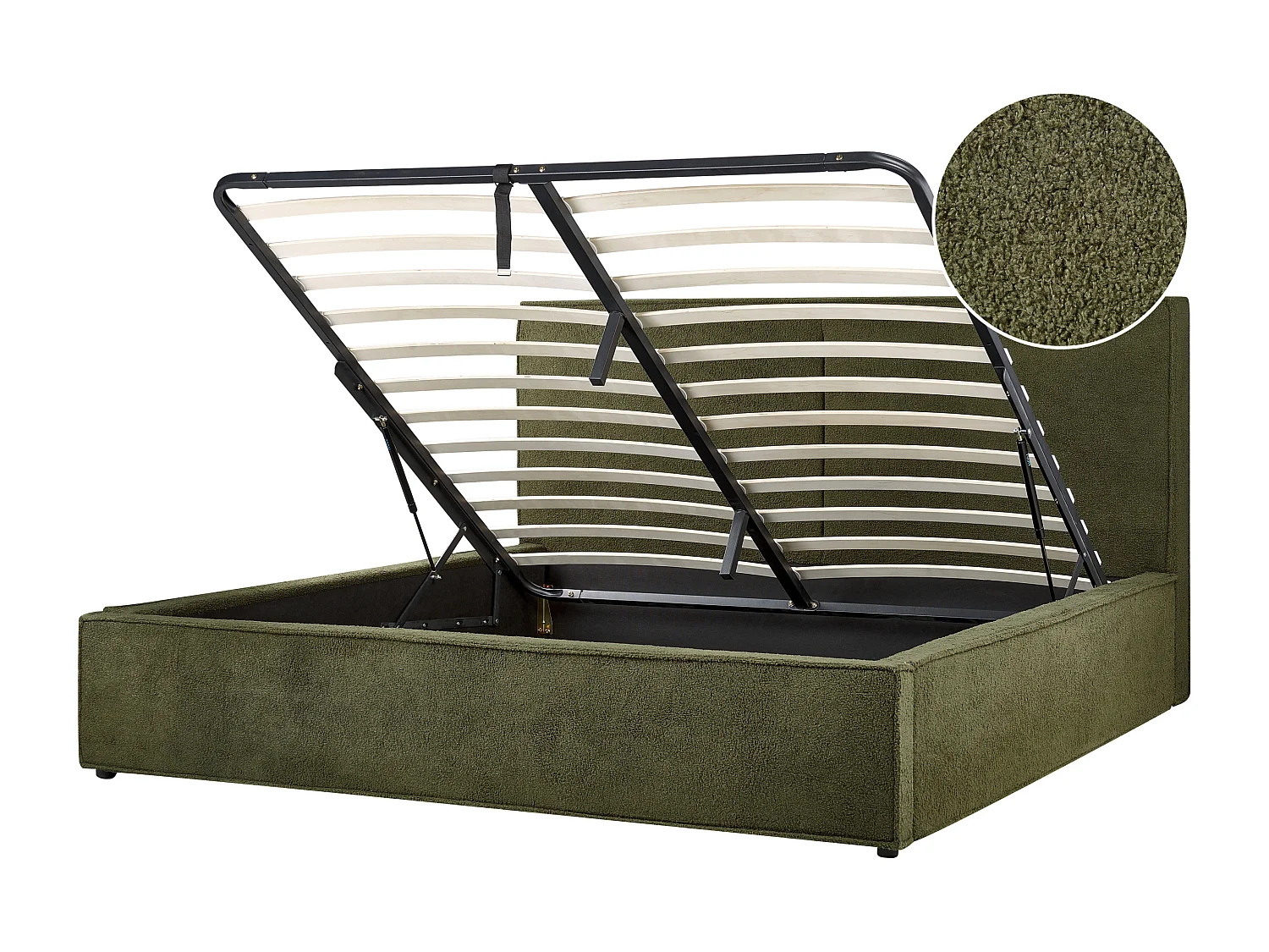 Lit ottoman Bouclé MOISSAC 180 x 200 cm Vert foncé