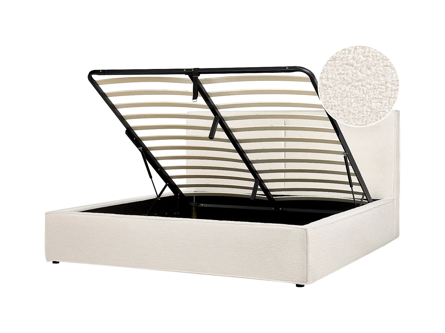 Lit ottoman Bouclé MOISSAC 180 x 200 cm Blanc cassé