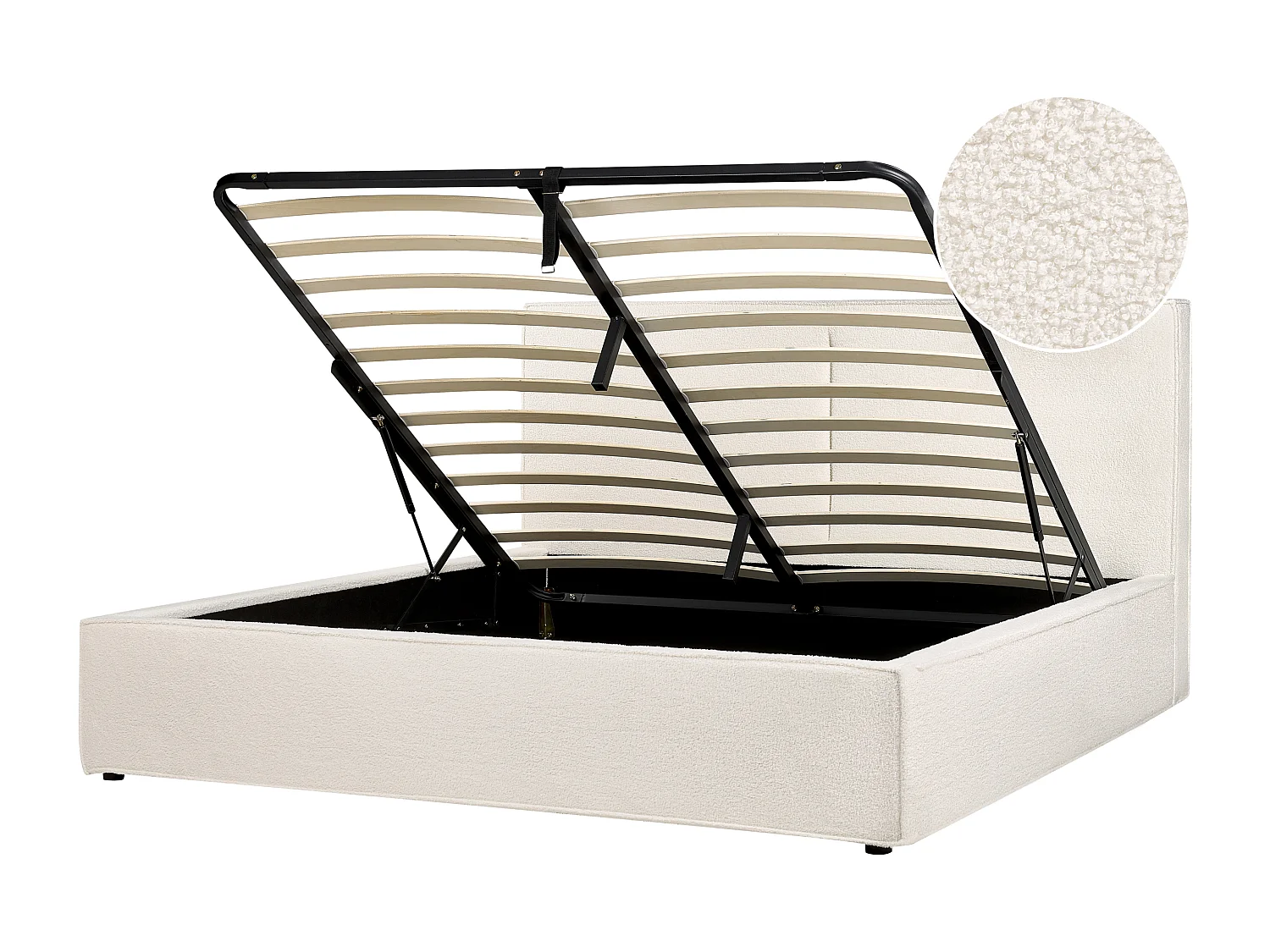 Lit ottoman Bouclé MOISSAC 180 x 200 cm Blanc cassé