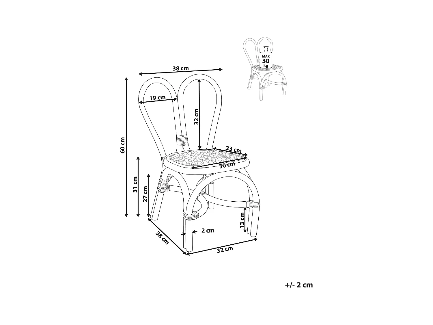 Krzesło rattanowe dla dzieci fioletowe DESIMI