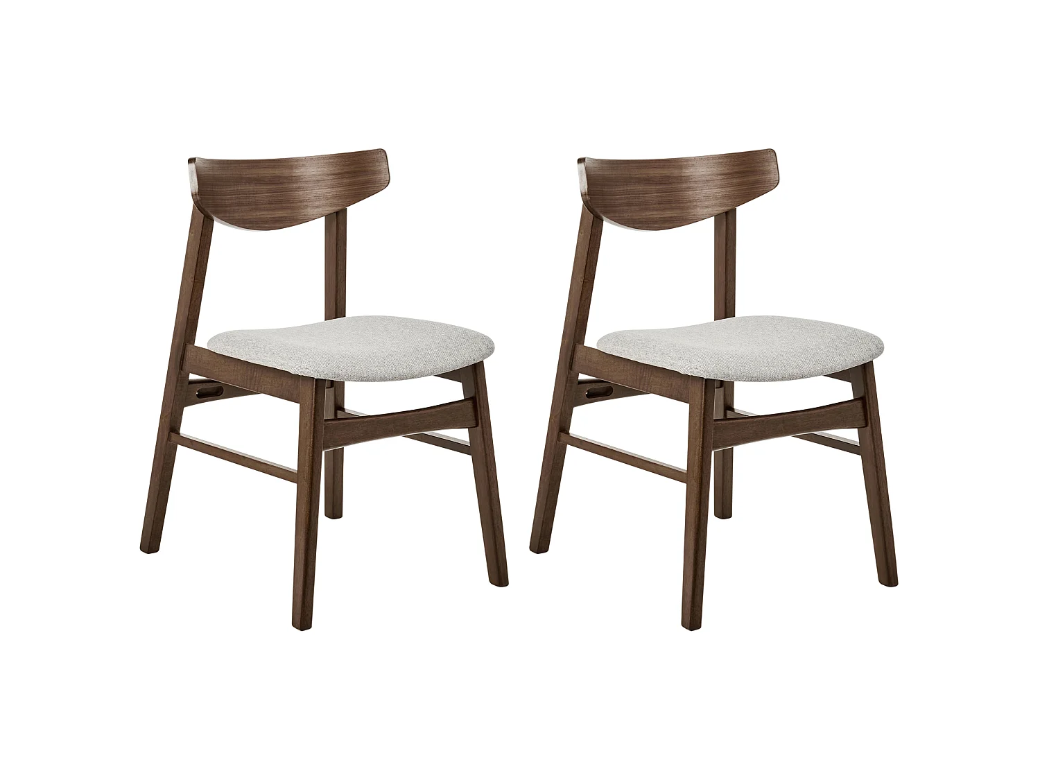 Set of 2 Dining Chairs SMILEY Wood Brown/ Grey