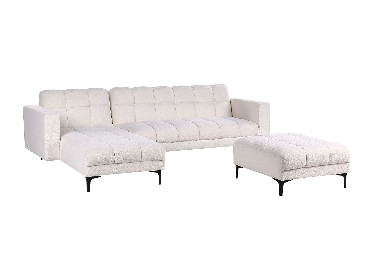 Sofá-cama de canto modular ALNES Bouclé Branco 4 lugares à direita