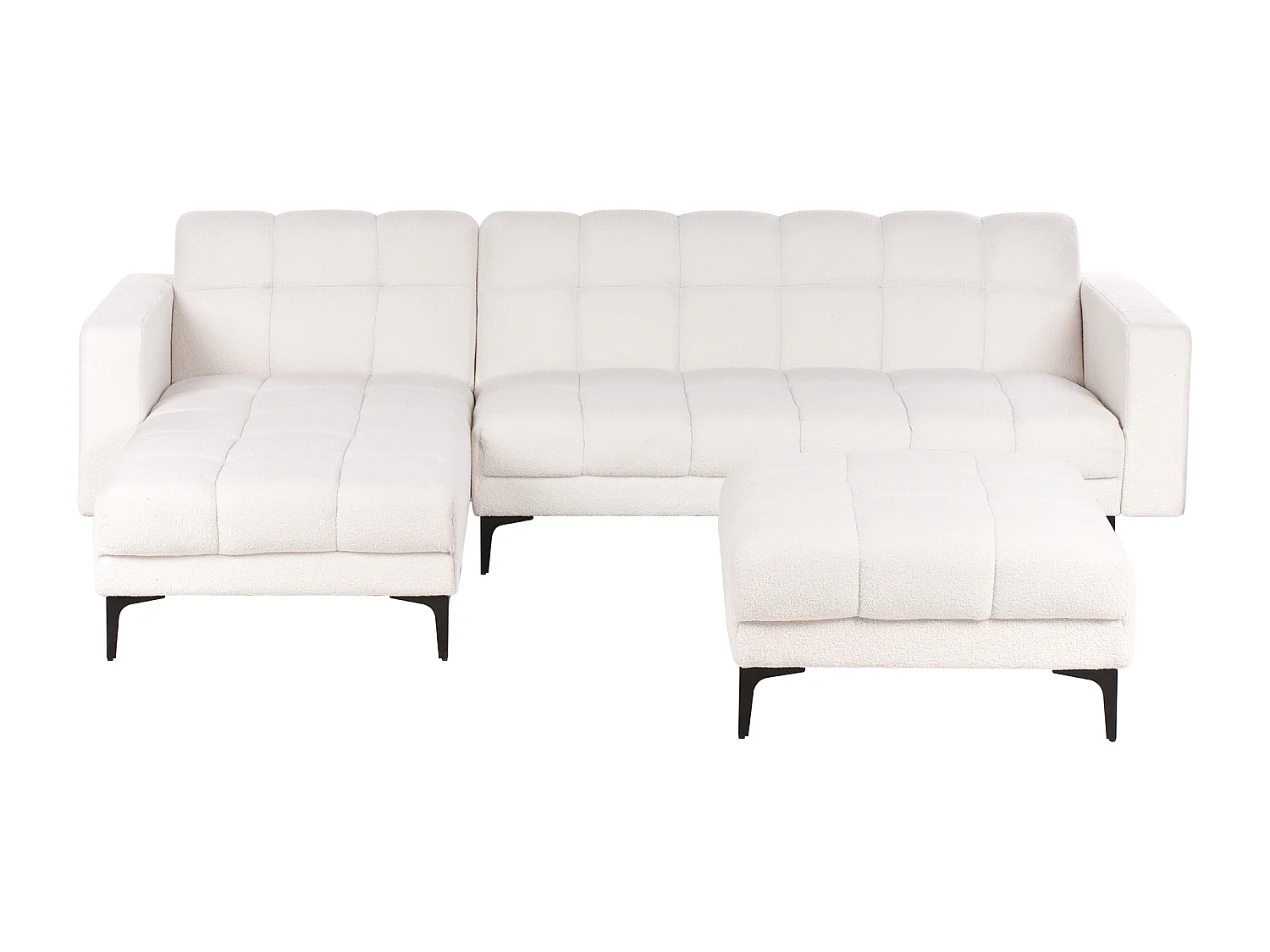 Sofá-cama de canto modular ALNES Bouclé Branco 4 lugares à direita