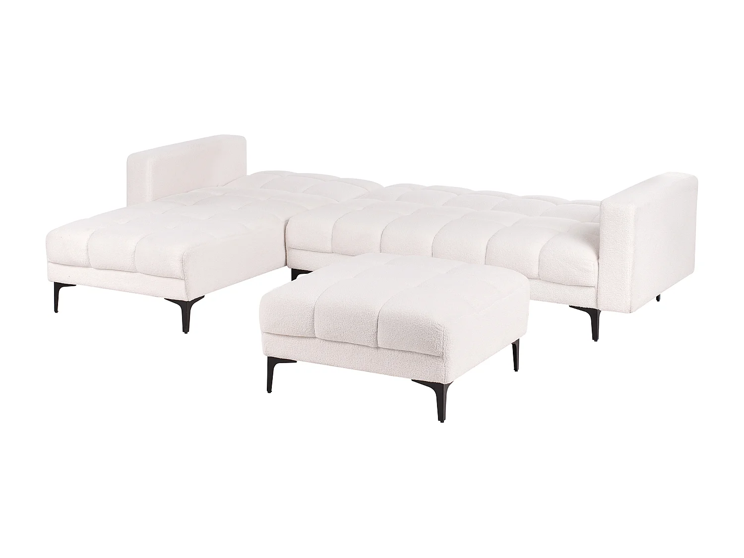Sofá-cama de canto modular ALNES Bouclé Branco 4 lugares à direita