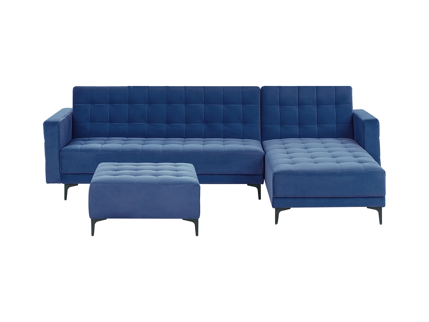 Canapé-Lit d'Angle à droite 4 Places avec Ottoman Dossier Réglable en Velours Bleu Aberdeen